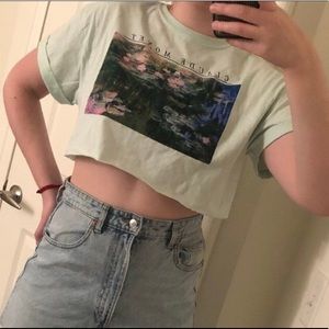 NWT Claude Monet Custom Cropped Tee with Raw Hem